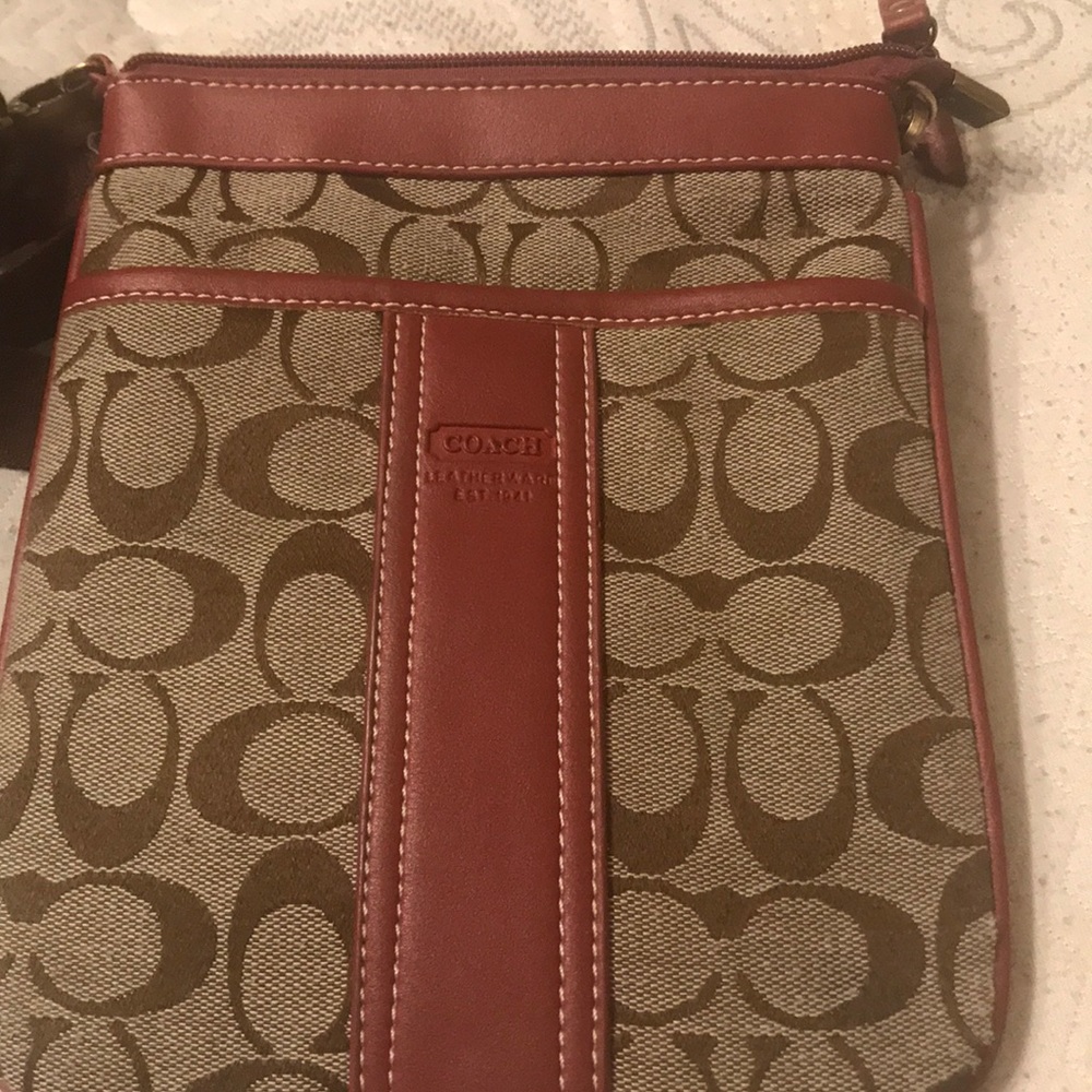 Coach burgundy coach crossover purse